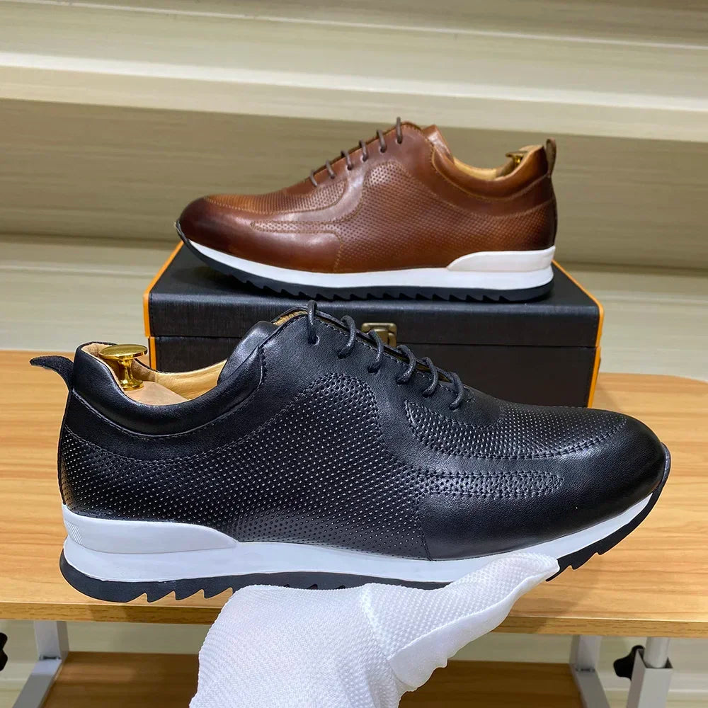 Sneakers Oxford Homme Cuir Véritable Lacets Respirant Imperméable | Noir Marron EU 39-46