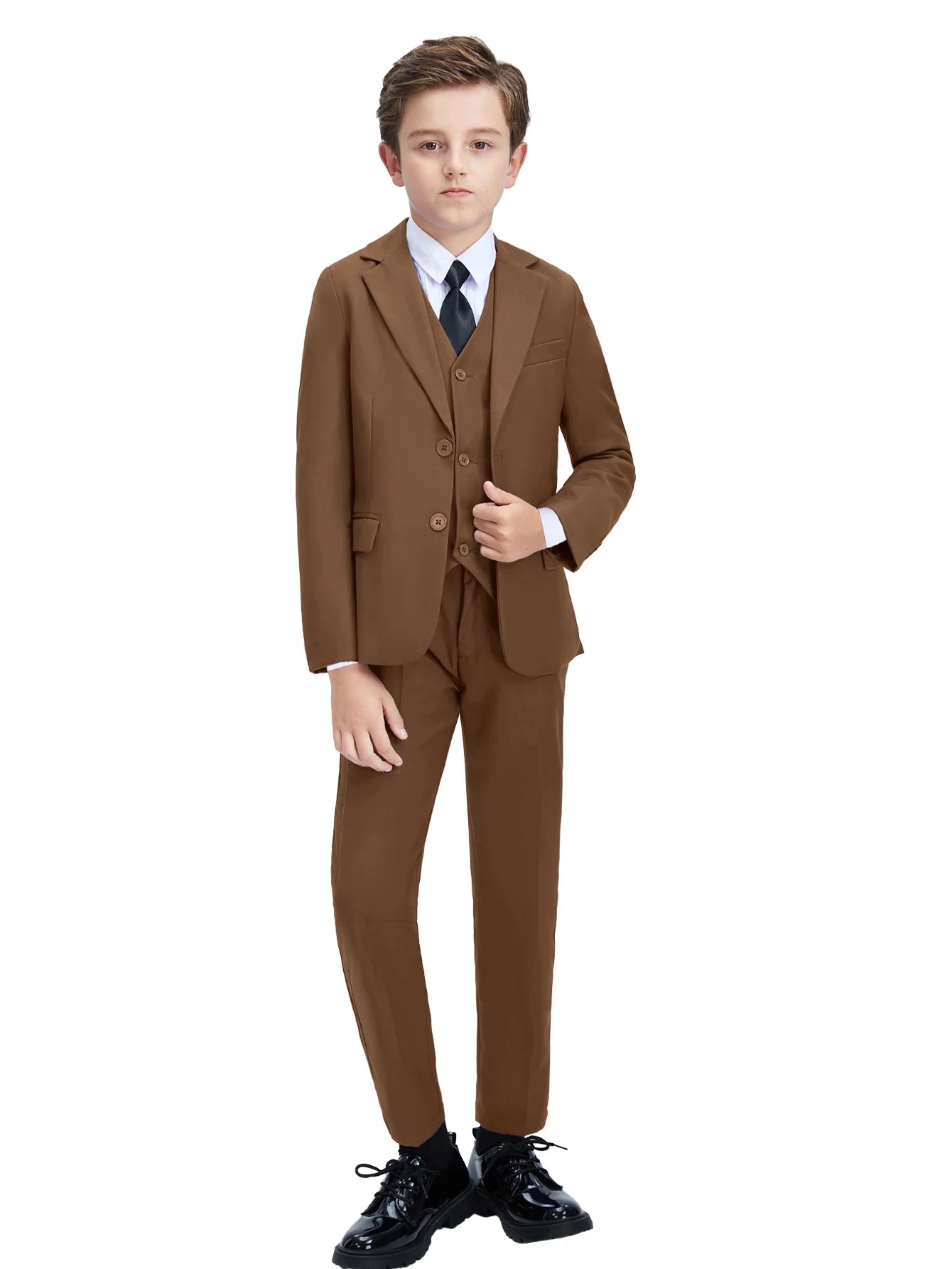 Costume 4 Pièces Garçon Mariage Cérémonie Slim Veste Gilet Pantalon Cravate 13 Coloris – CLEVI Paris