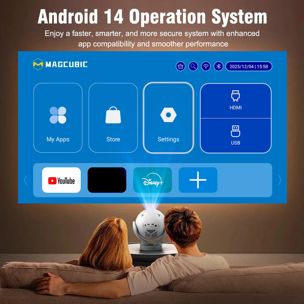 Magcubic HY320F Projecteur Android 14 1080P 8K 500 ANSI WiFi 6 BT 5.4 Ratio 0,8:1 Contrôle Vocal – CLEVI Paris
