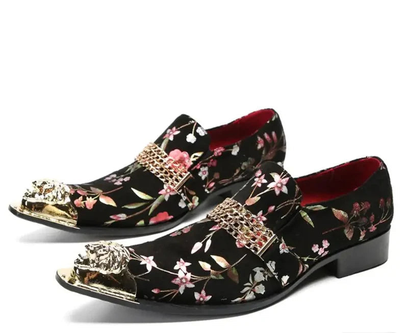 Derby Homme Cuir Véritable Motif Paisley Embout Métal Bout Pointu – 16 Coloris, EU 36-49 – CLEVI Paris