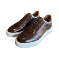 Sneakers Homme Cuir Croco Véritable – Bande Élastique, Imperméable | Marron ou Noir | Tailles 38–45