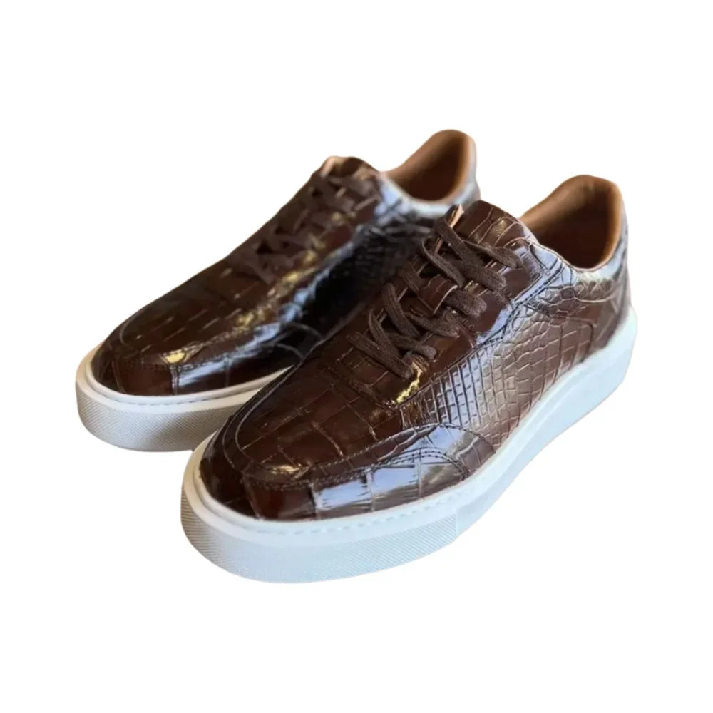 Sneakers Homme Cuir de Crocodile Véritable Casual Imperméables – CLEVI Paris