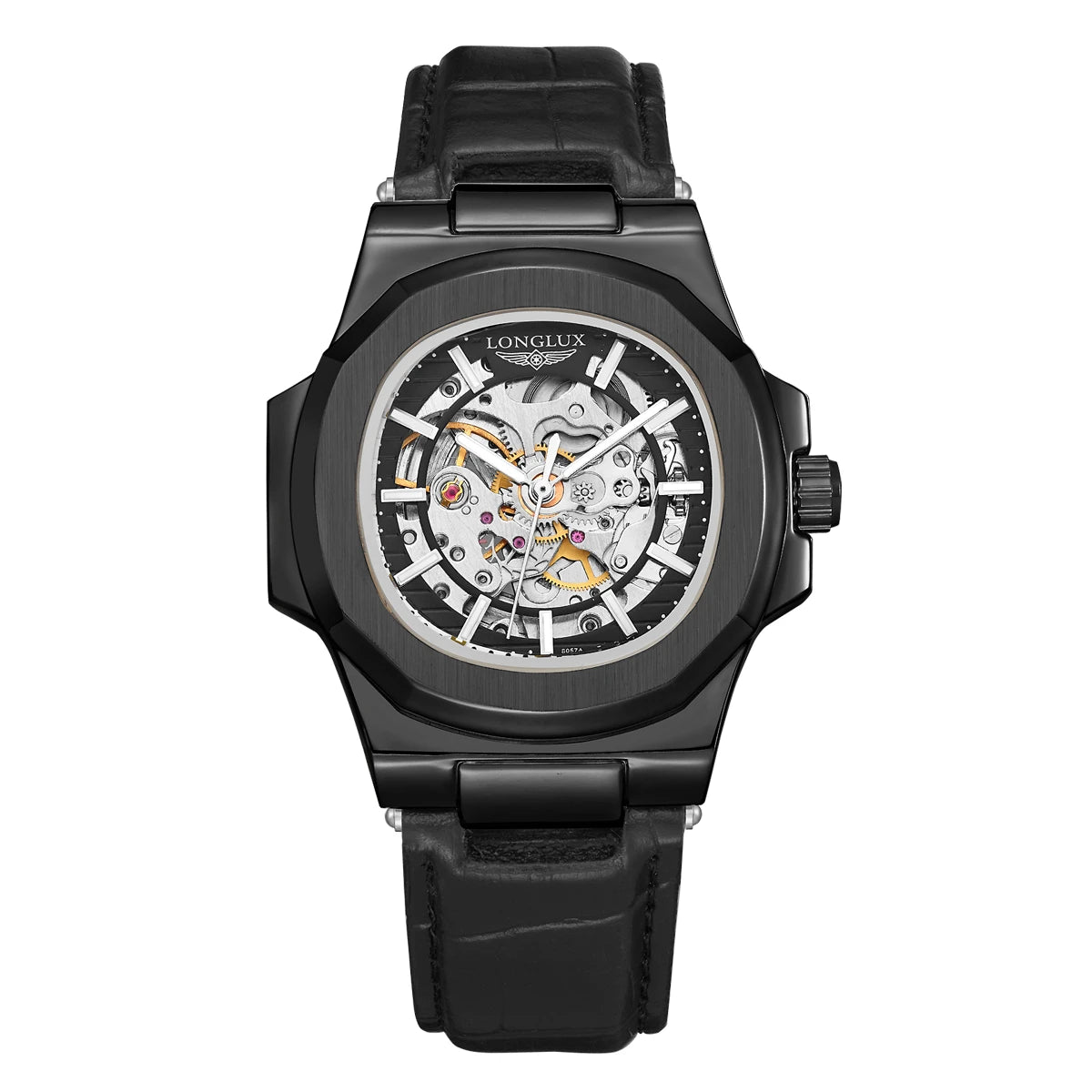 Montre Mécanique Homme LONGLUX 8057P – Squelette Automatique, Cuir & 7 Coloris