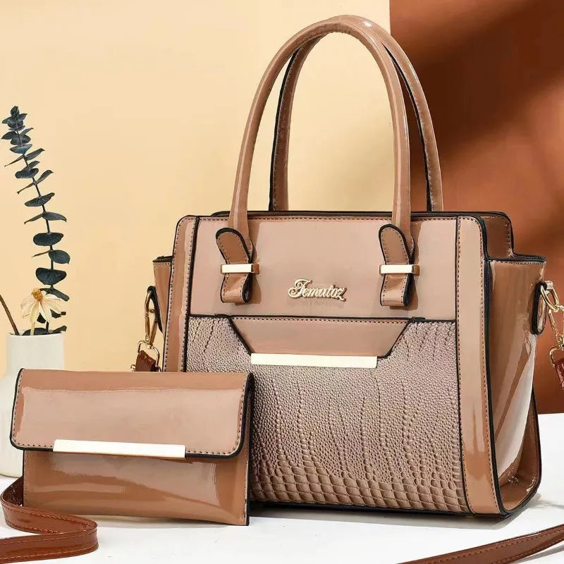 Coffret 2 Sacs Femme Cuir Verni Épaule + Croisé Fashion – CLEVI Paris