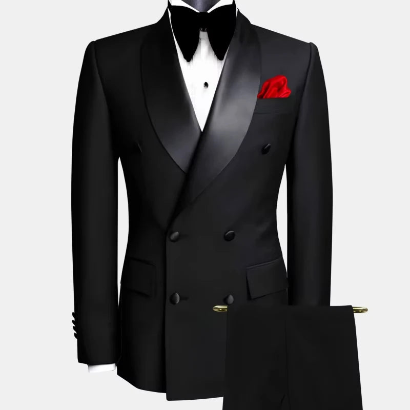 Costume Smoking Double Boutonnage Homme Slim Fit Châle Revers – CLEVI Paris