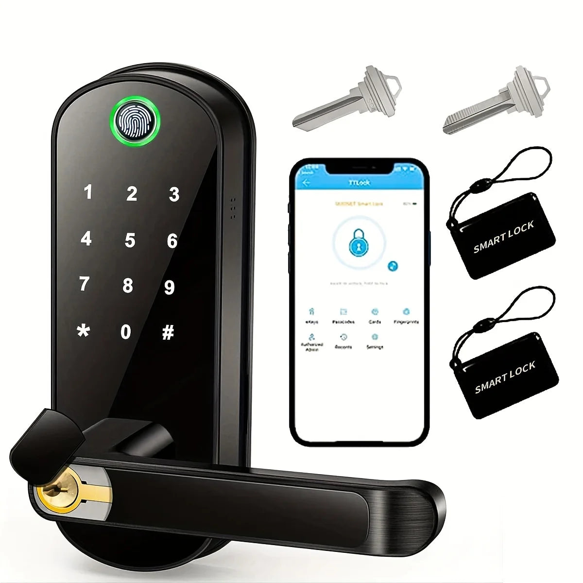 Serrure Connectée Empreinte Digitale L.AOL.AU B05 – WiFi, NFC, Tactile, IP67, 5-en-1