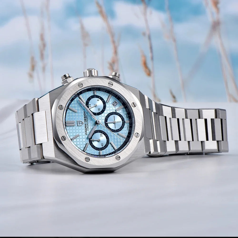 Montre Chronographe Homme Pagani Design VK63 Saphir Lumineux C3 Étanche 20 Bar Fashion 4 Coloris – CLEVI Paris