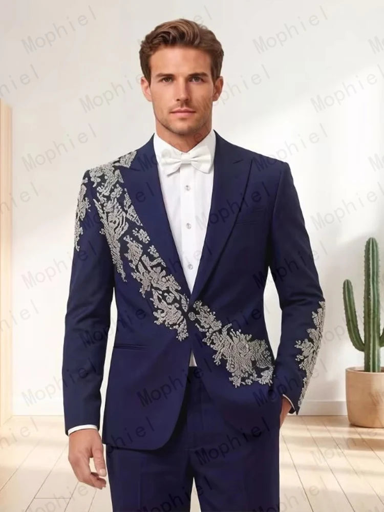 Costume homme 2 pièces floral brodé – CLEVI Paris