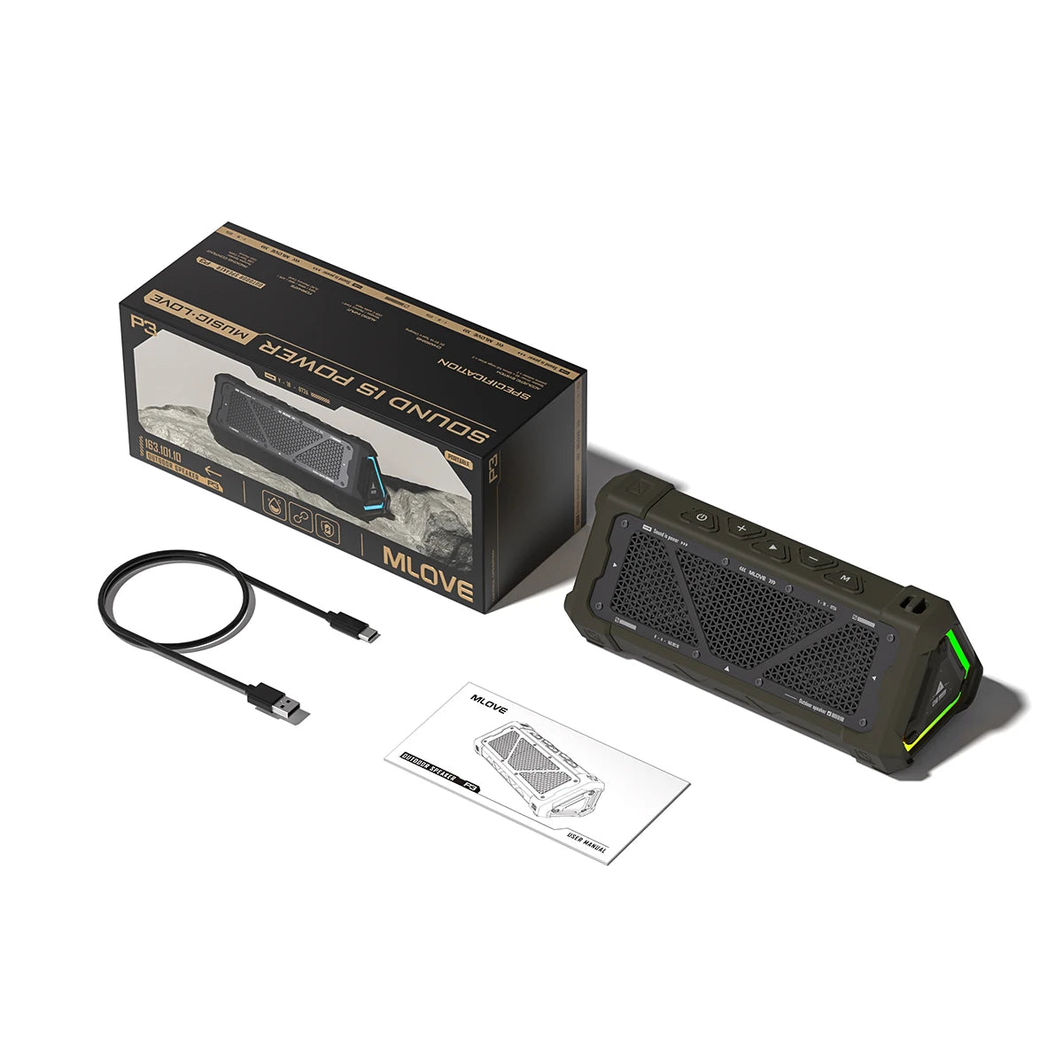 Enceinte Bluetooth Outdoor 40W – IP67, RGB 16,8M Couleurs, TWS, 12h | MLOVE P3