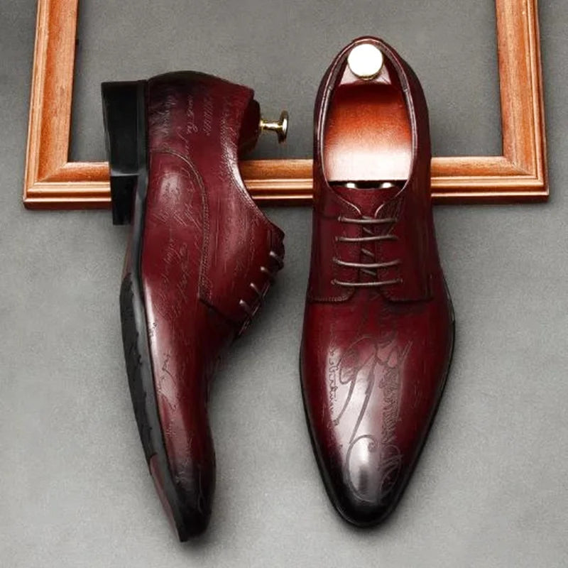 Derby Homme Cuir Véritable Business Mariage Bout Pointu – CLEVI Paris