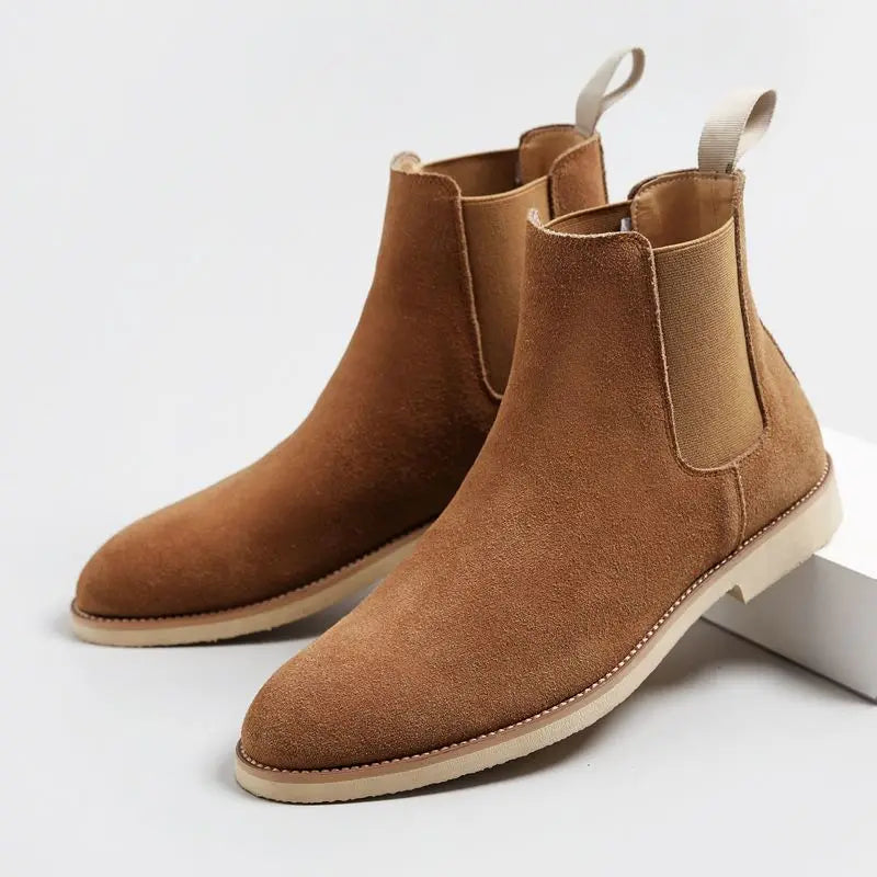 Chelsea Boots Homme Cuir Suédé Véritable Bout Pointu Style Britannique | 5 Coloris EU 35-46