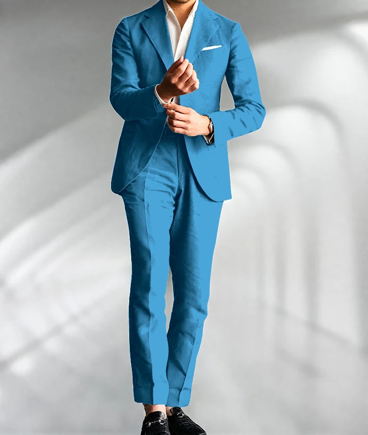 Costume Homme Mariage Slim Fit – Blazer & Pantalon Lin | 15 Coloris