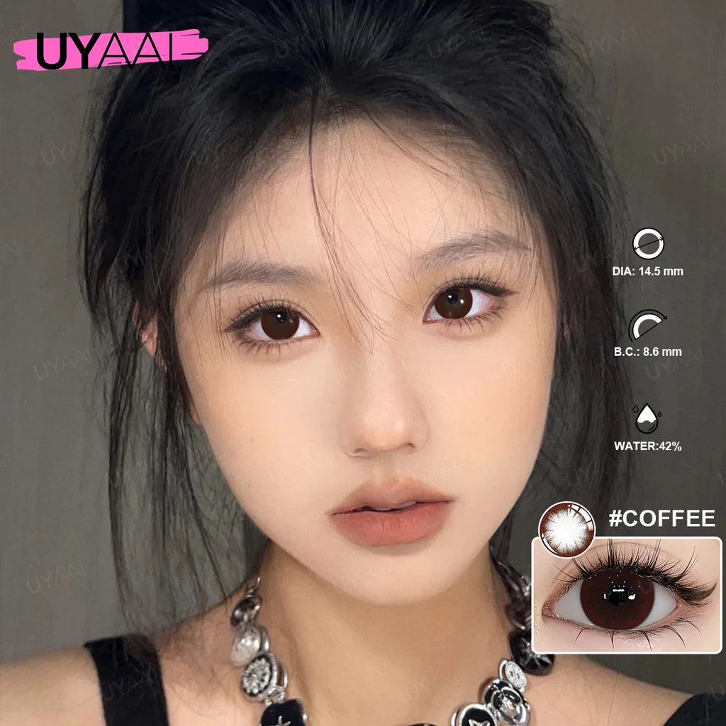 Lentilles de Contact Colorées UYAAI sans Correction – 14 Teintes, Port Annuel