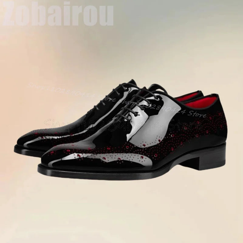 Chaussures Oxford Homme Zobairou – Cuir Verni, Lacets, Bout Rouge, Semelle Caoutchouc, Pointures 39-48 – CLEVI Paris