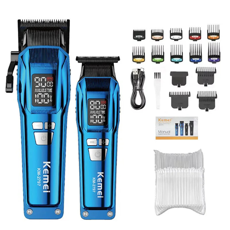 Tondeuse Électrique Rechargeable Professionnelle Kemei – Moteur Rotatif Charge Rapide 260 Min Autonomie – CLEVI Paris