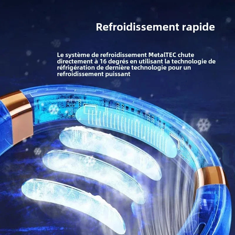 Ventilateur Tour de Cou JKUOO Rechargeable USB 5 Vitesses LED Mains Libres – CLEVI Paris