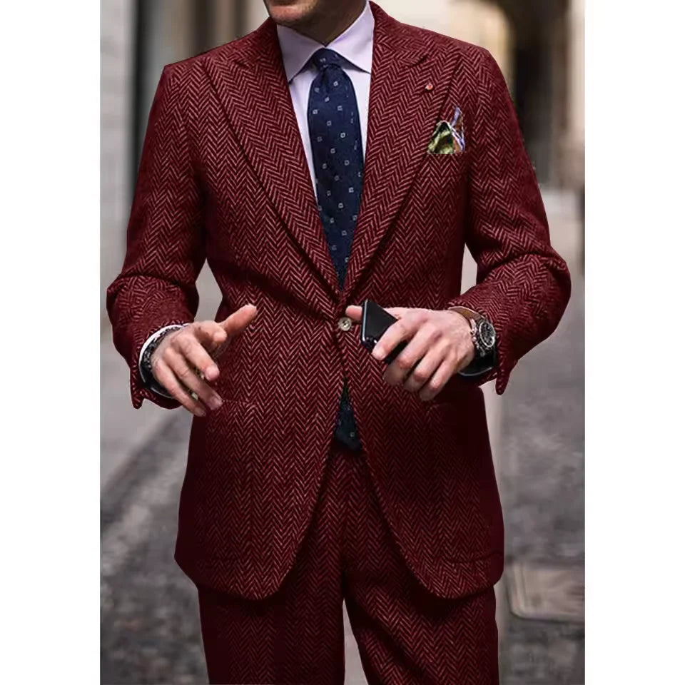 Costume 2 Pièces Homme à Chevrons Coupe Cintrée – CLEVI Paris
