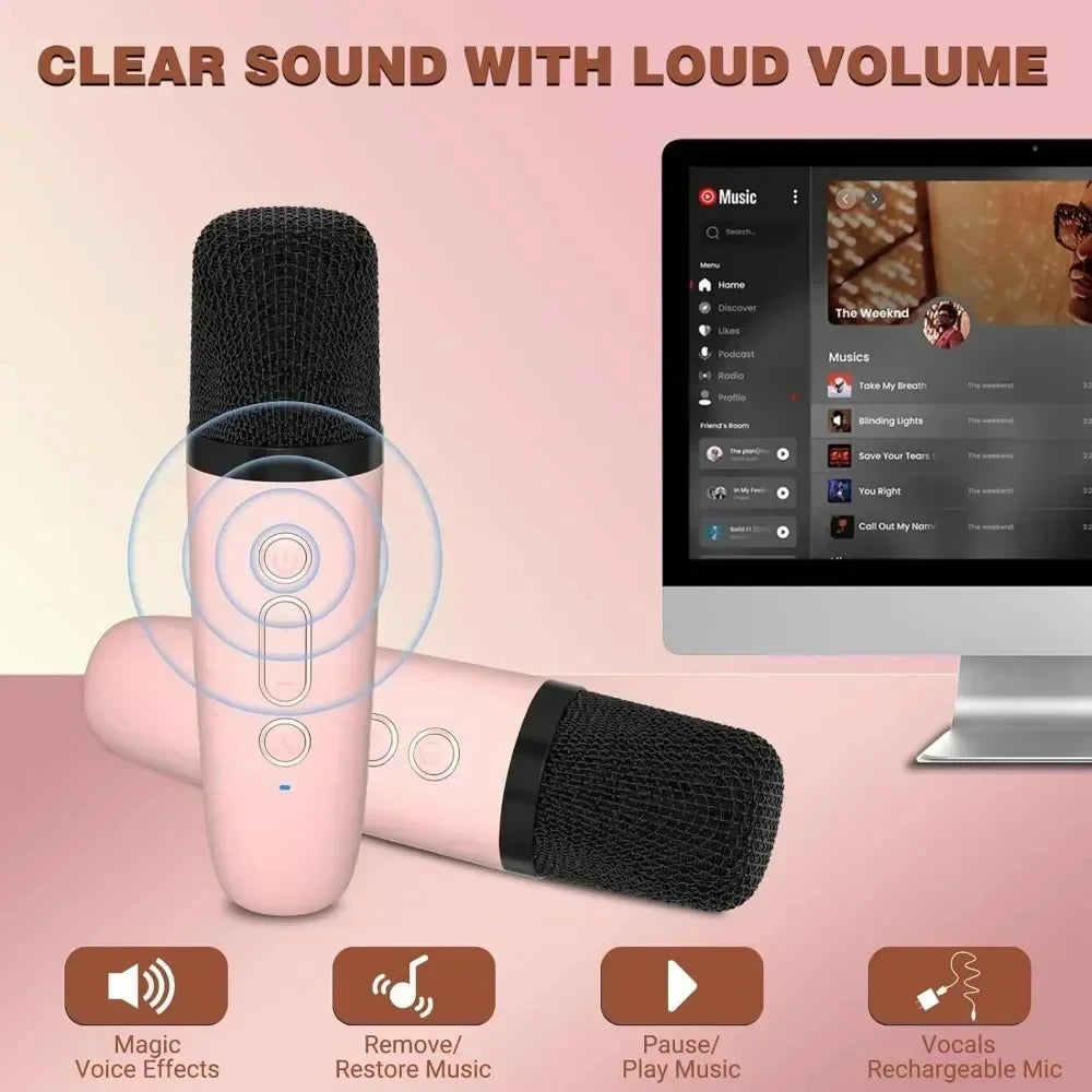 Machine Karaoké Portable Bluetooth 5.0 Micro Sans Fil Enfants & Adultes – CLEVI Paris