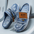 Mules Denim Homme Bleu Jean Effiloché Fermeture Éclair N-6 – CLEVI Paris