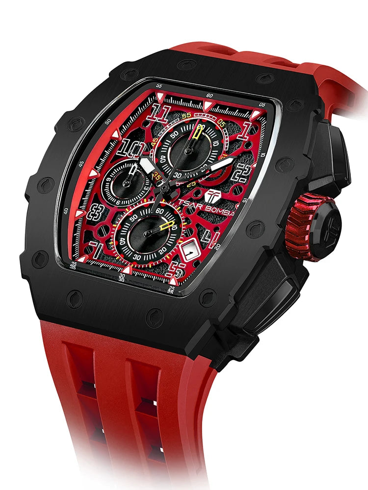 Montre Homme TSAR BOMBA TB-8204Q – Chronographe Quartz Japonais, Verre Saphir, Étanche 50M