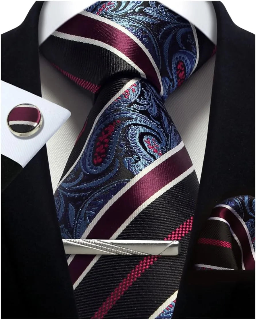 Ensemble cravate homme 4 pièces paisley – CLEVI Paris