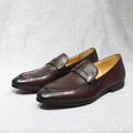 Penny Loafer Cuir Véritable Homme Peint à la Main Slip-On Mariage & Business – CLEVI Paris
