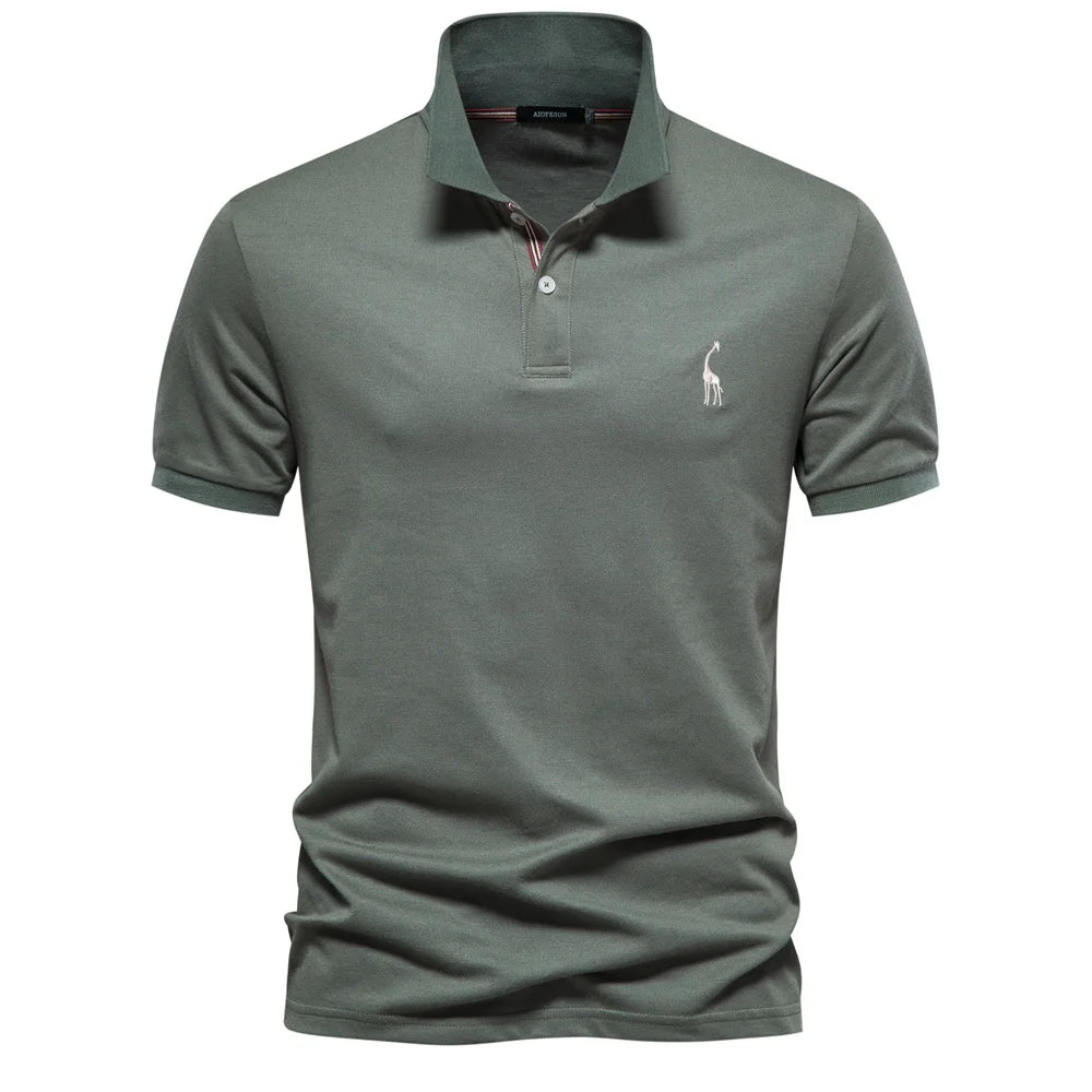 Polo Homme AIOPESON Coton Manches Courtes – Broderie, Anti-Boulochage