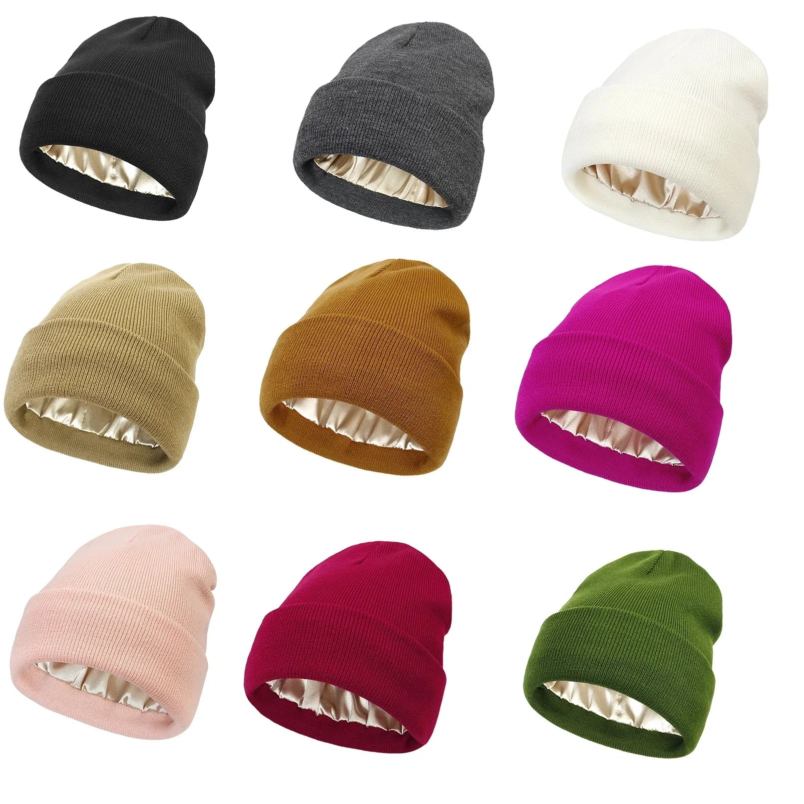 Bonnet Tricoté Doublé Satin Unisexe — CLEVI Paris