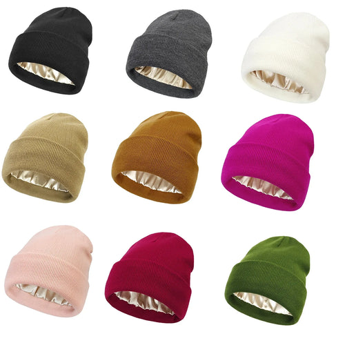 Bonnet Tricoté Doublé Satin Unisexe — CLEVI Paris
