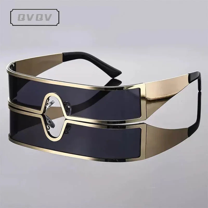 Lunettes de Soleil Steampunk QVQV – Monture Rectangulaire Y2K Unisexe