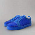 Sneakers Basses Cuir Bleu Suède Semelle Rouge Homme – CLEVI Paris