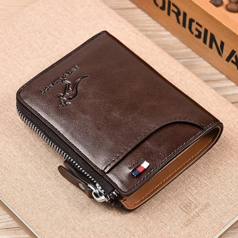 Portefeuille Homme Cuir PU Anti-RFID — Porte-Cartes Business, Fermeture Éclair, 3 Coloris | CLEVI Paris