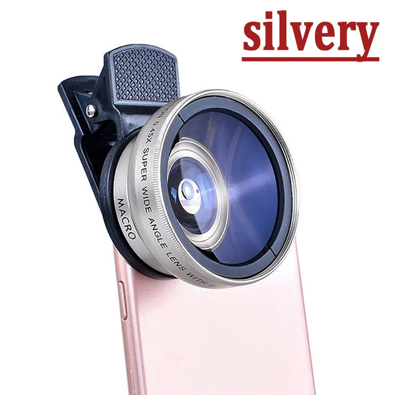 Kit Objectifs 2-en-1 Smartphone – Grand Angle 0,45x & Macro, Clip Universel, Compatible iPhone & Android – CLEVI Paris