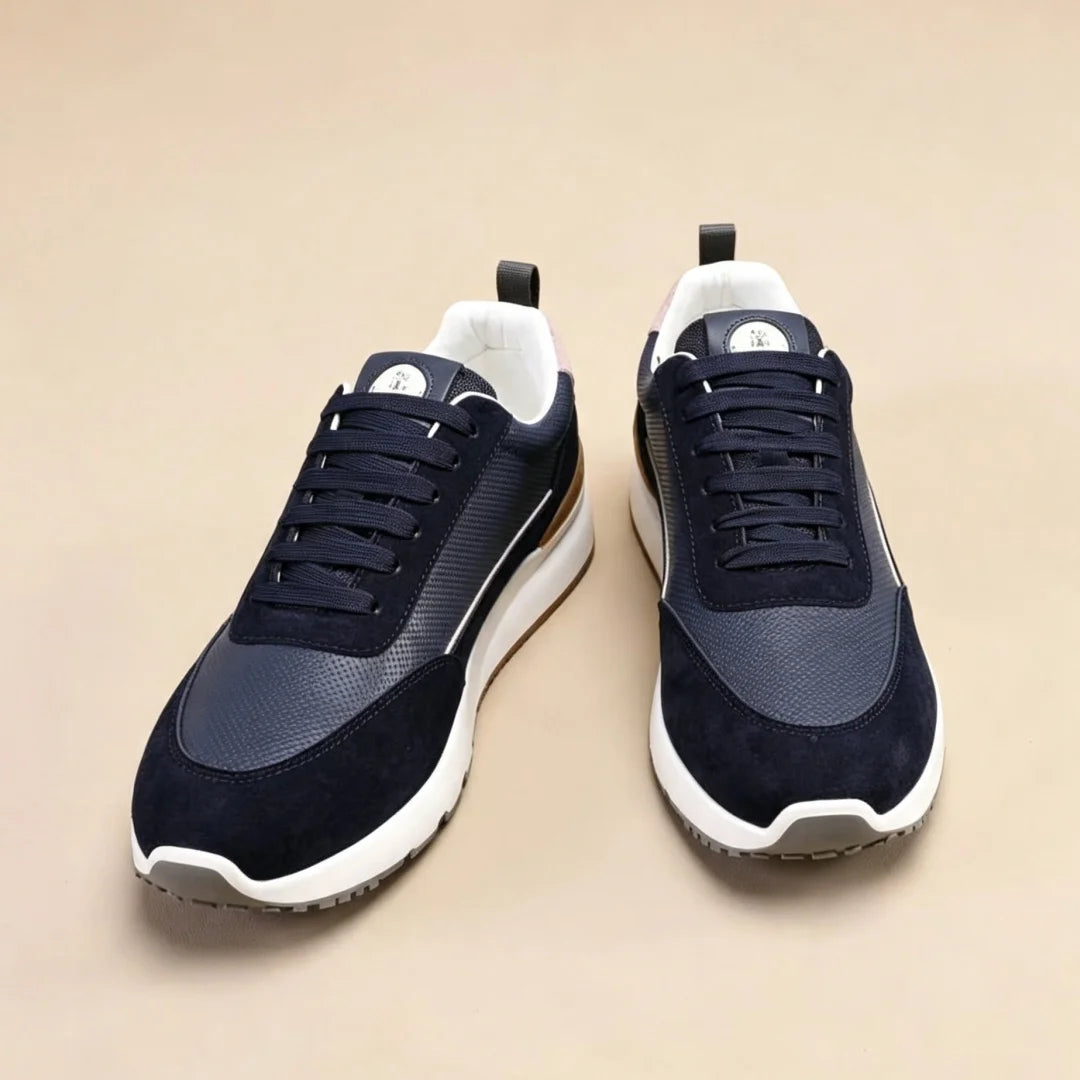 Sneakers Cuir Perforé Homme Lacets & Daim – CLEVI Paris
