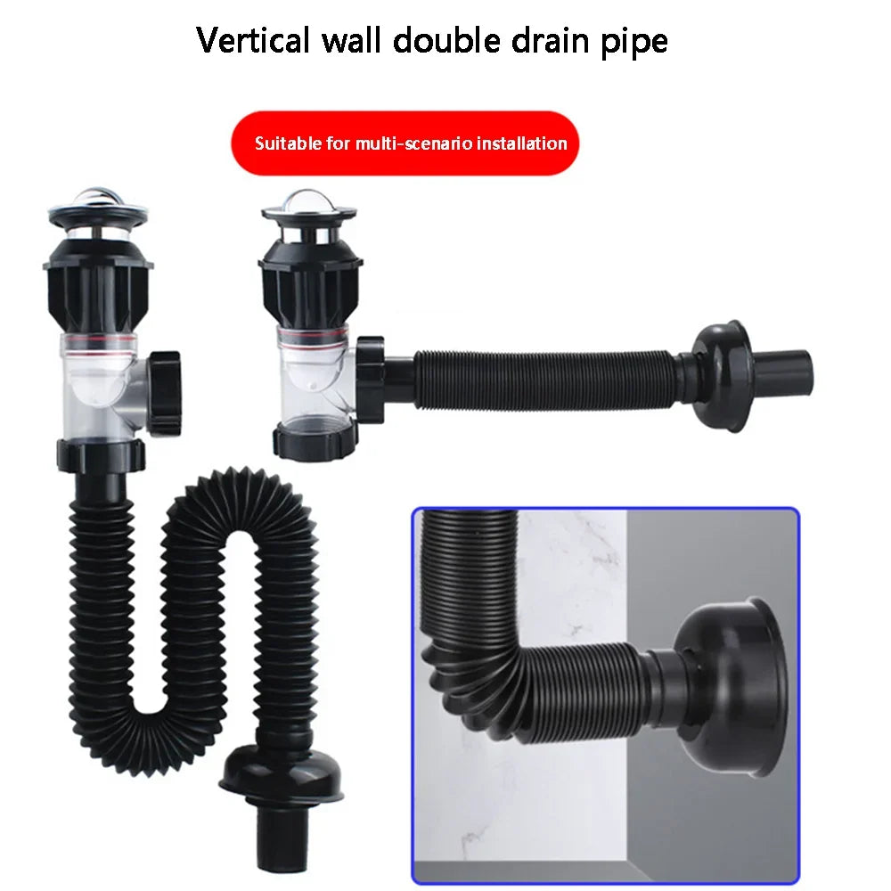 Siphon Flexible Anti-Odeur pour Lavabo — Installation Sans Outils, Anti-Bouchon | CLEVI Paris