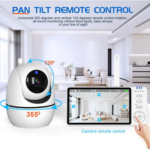 Babyphone Vidéo 5 Pouces PTZ 1080P Vision Nocturne Détection Pleurs Température – CLEVI Paris