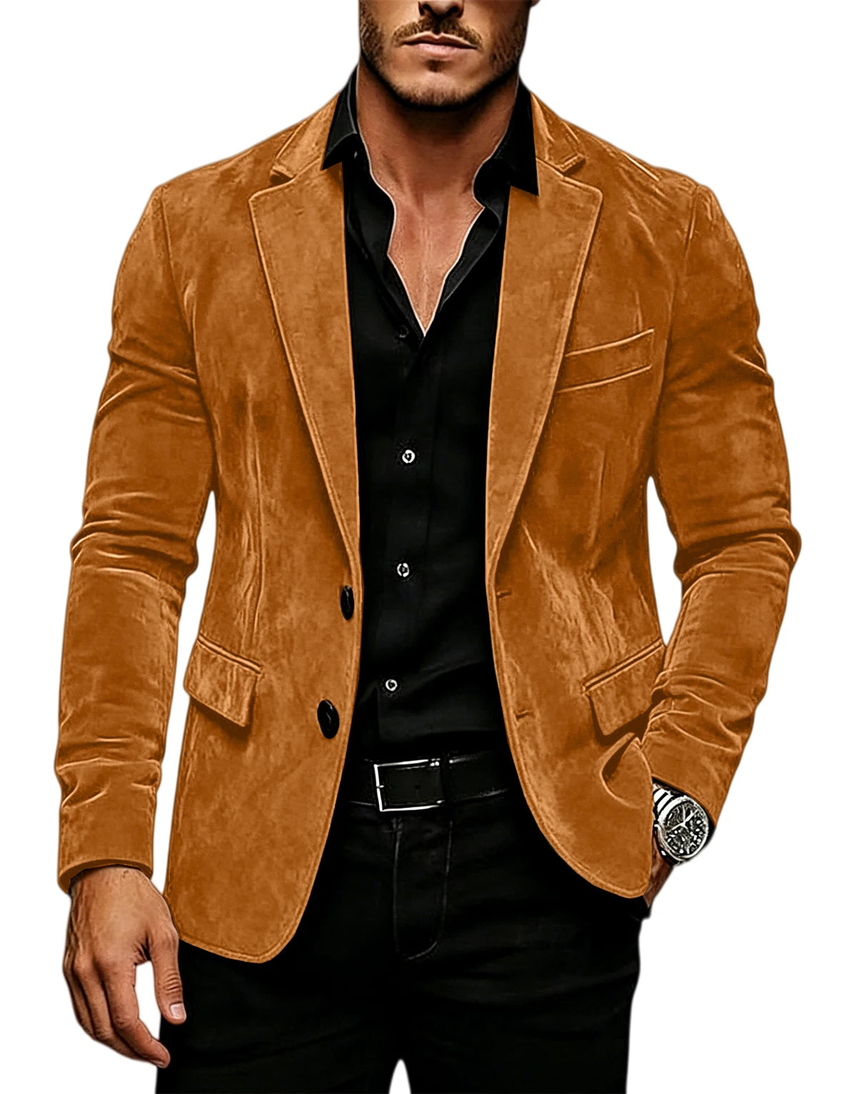 Blazer homme en velours effet suédé 2 boutons – CLEVI Paris