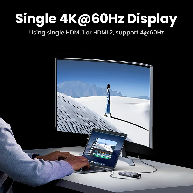 Hub USB-C UGREEN 8-en-1 Triple Écran 4K HDMI DP 10Gbps PD 100W – CLEVI Paris