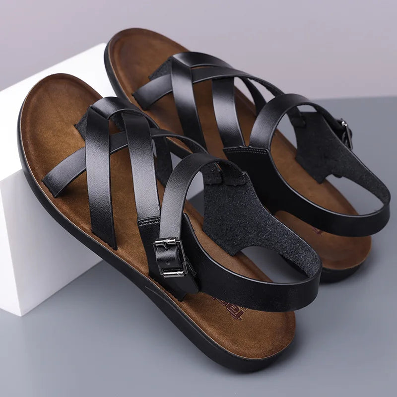 Sandales Gladiateur Homme Style Romain Cuir Verni Respirant | Plage & Outdoor EU 39-45