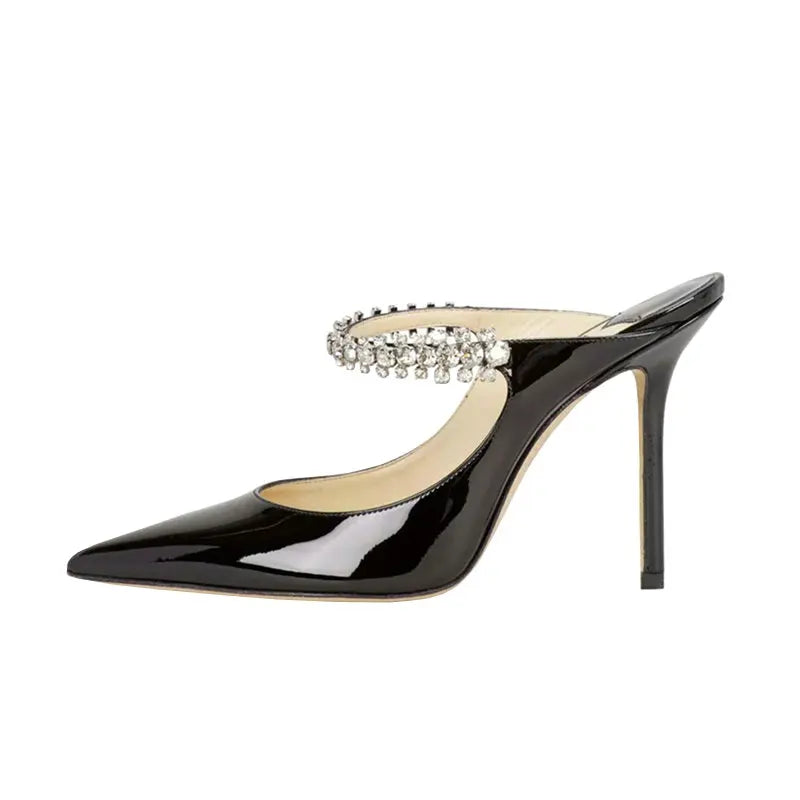 Mules Slingback Talon Aiguille Cristaux Femme – CLEVI Paris