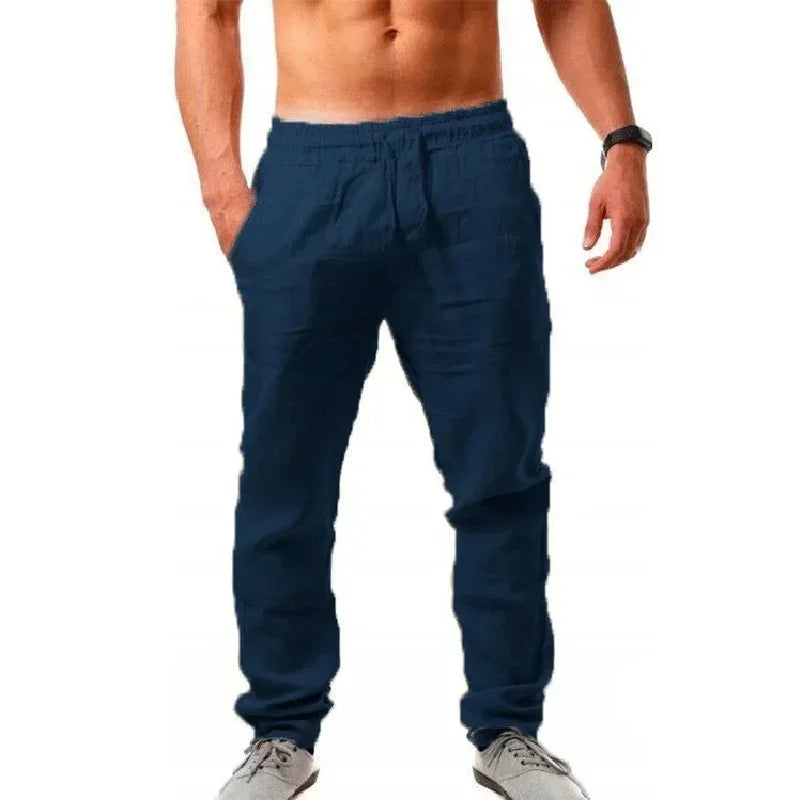 Pantalon Lin Coton Homme – Coupe Large Casual Printemps Été