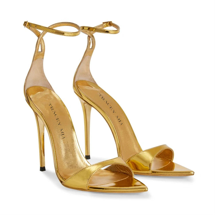 Escarpins Talon Aiguille Bout Pointu Bride Femme Cuir Verni – CLEVI Paris