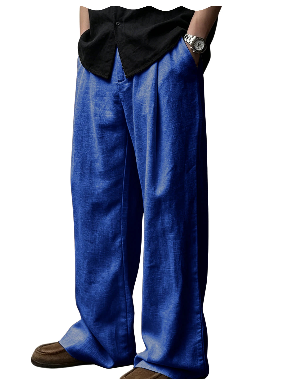 Pantalon homme plissé taille haute jambes larges – CLEVI Paris