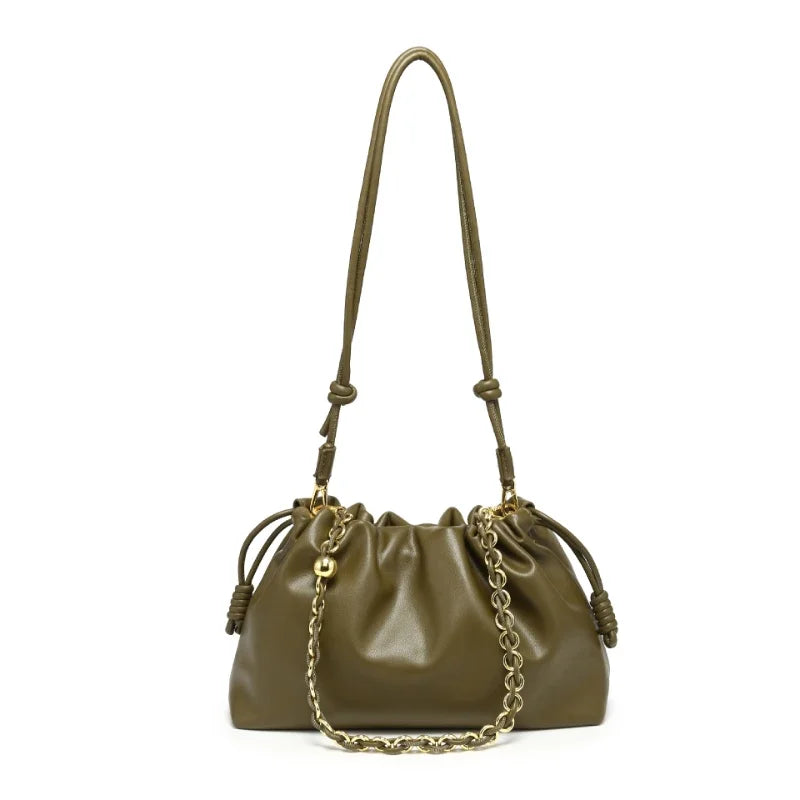 Sac Seau Femme Plissé Nuage Bandoulière Chaîne 6 Coloris – CLEVI Paris