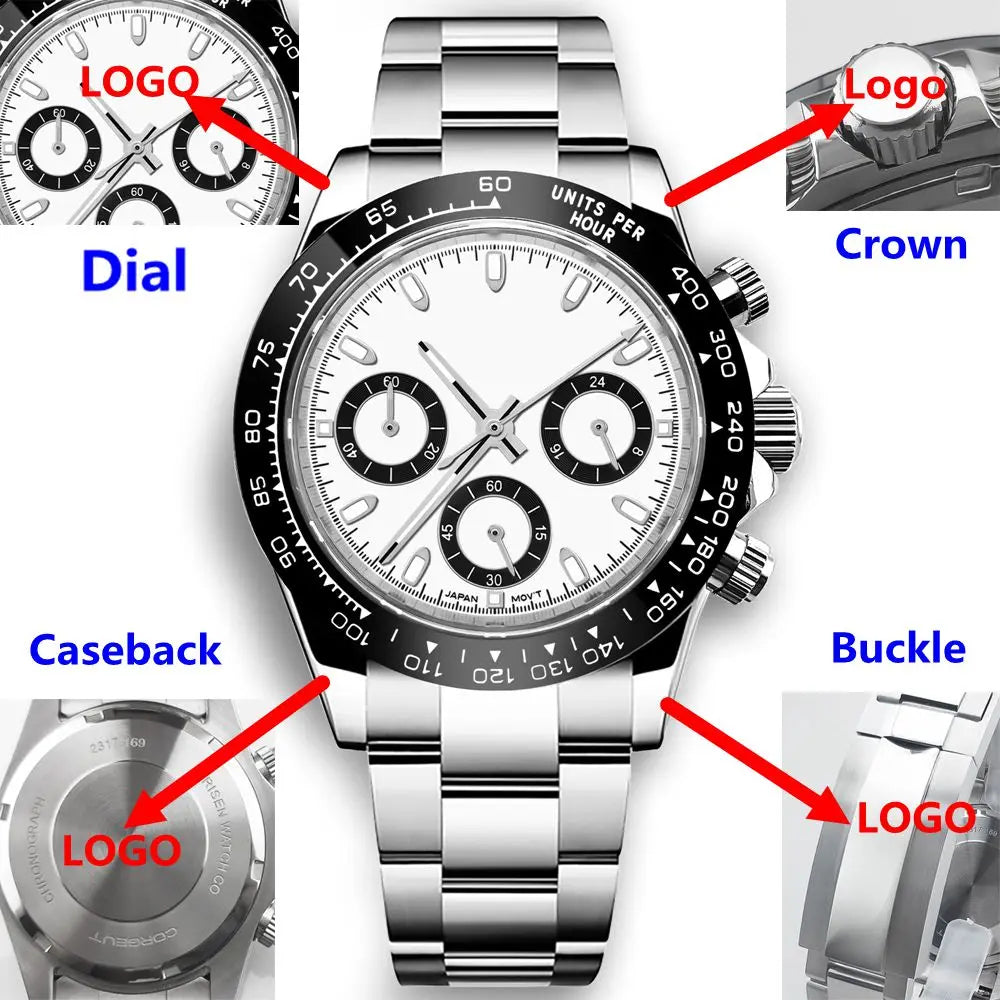 Corgeut Montre Quartz VK63 Homme Chronographe Complet 40mm Acier Sport 24h – CLEVI Paris
