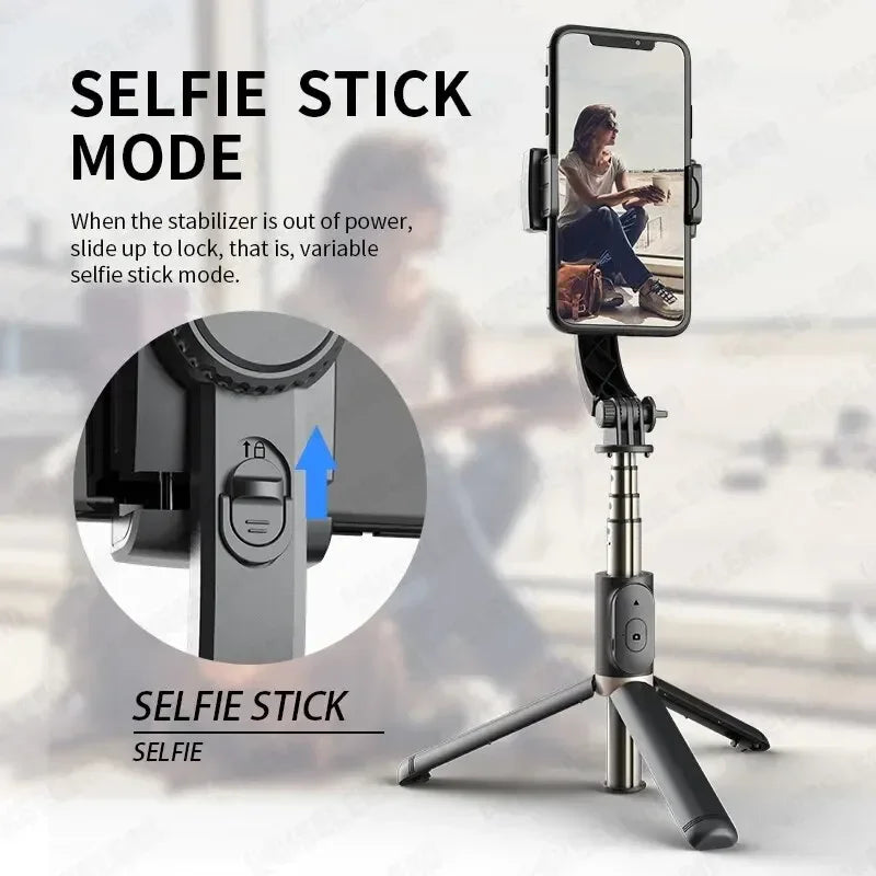 Gimbal Stabilisateur Smartphone 1 Axe Bluetooth Pliable | Perche Selfie Trépied Live