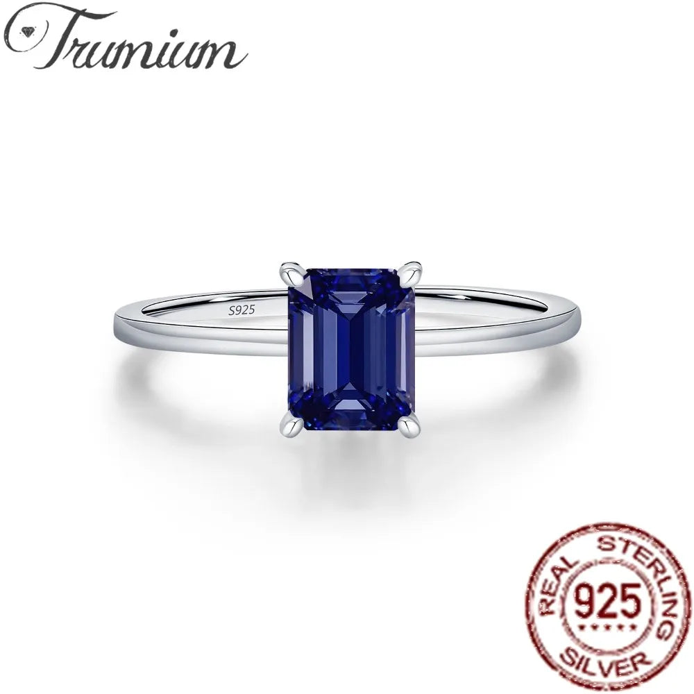 Bague Tanzanite Saphir Taille Émeraude 2CT | Argent 925 Plaqué Platine Vintage – CLEVI Paris