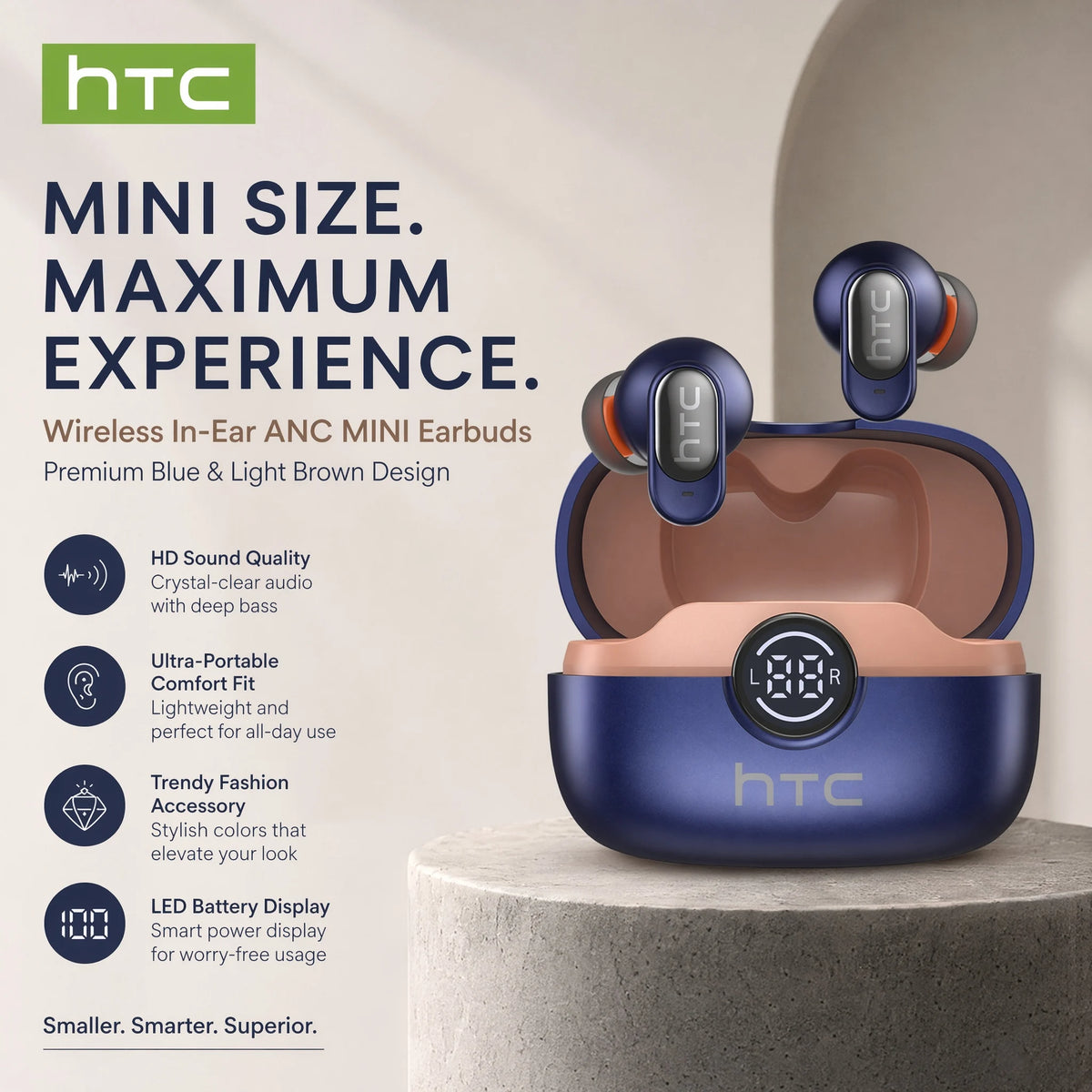 Écouteurs TWS HTC NE79 Semi-Intra 36H ENC Gaming – CLEVI Paris