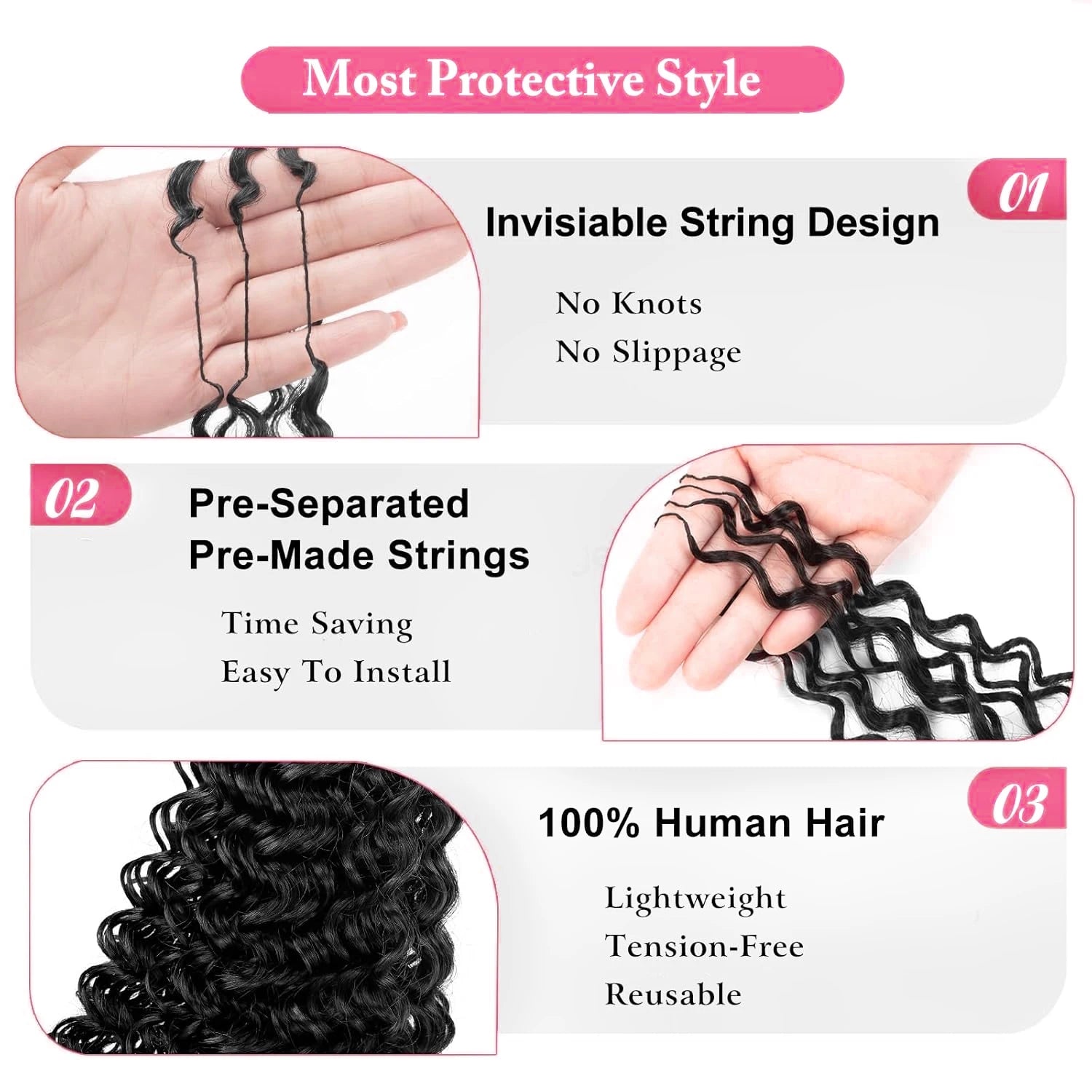 Extensions Crochet Water Wave Cheveux Humains Brésiliens Remy Hair Boho Braids Miracle Knots 10-24 Pouces – CLEVI Paris