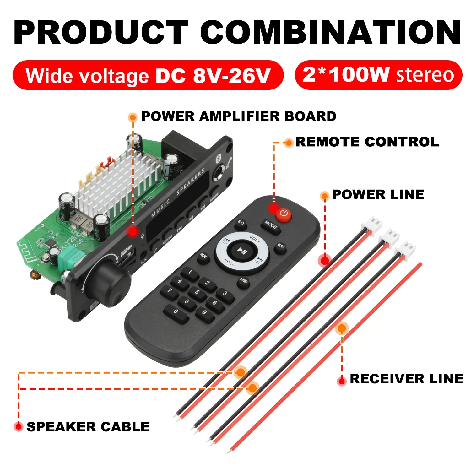 ARuiMei Carte Décodeur Amplificateur DIY TPA3116 Bluetooth 5.0 50W/200W MP3 FLAC USB TF FM – CLEVI Paris